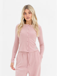 Ebony Button Up Cardigan - Soft Rose