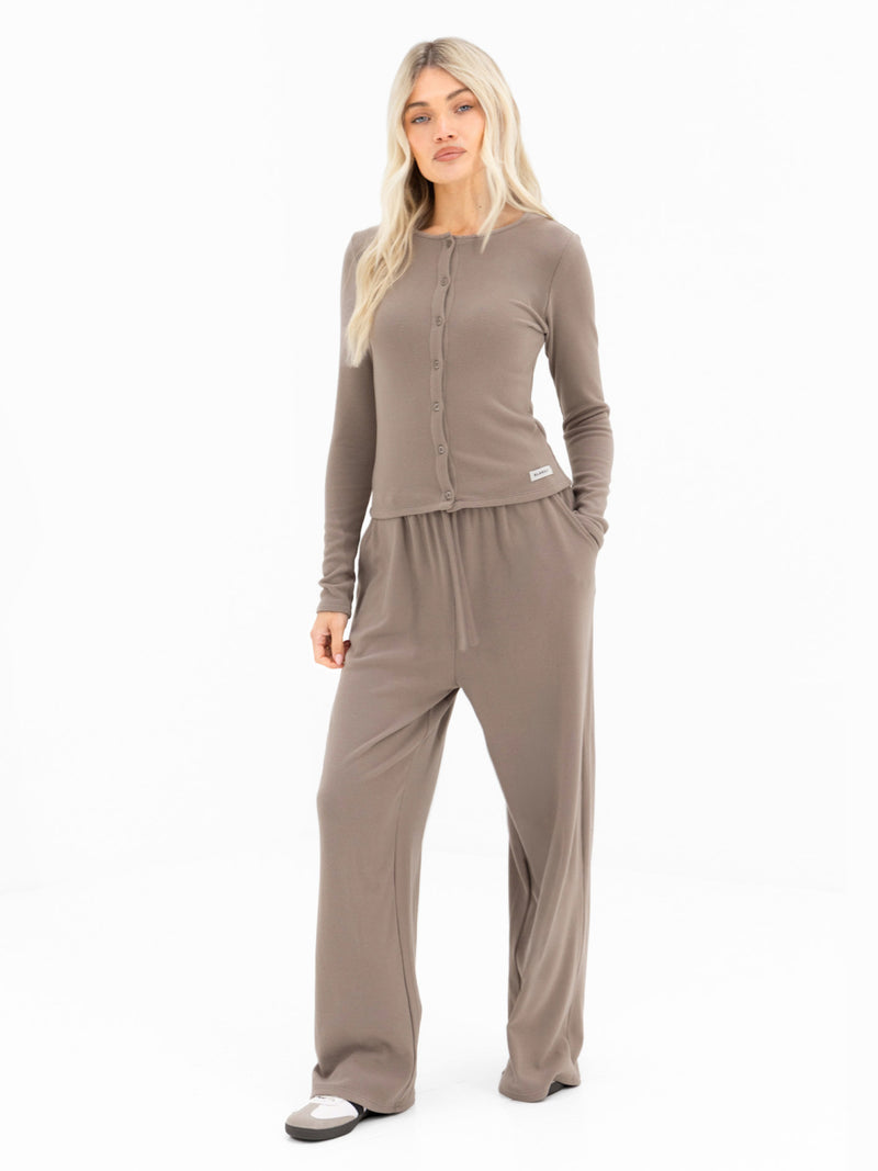 Ebony Button Up Cardigan - Neutral Taupe