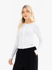 Ebony Button Up Cardigan - Warm White