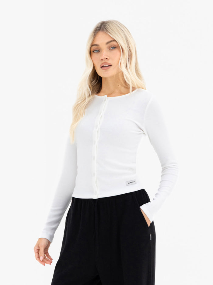 Ebony Button Up Cardigan - Warm White