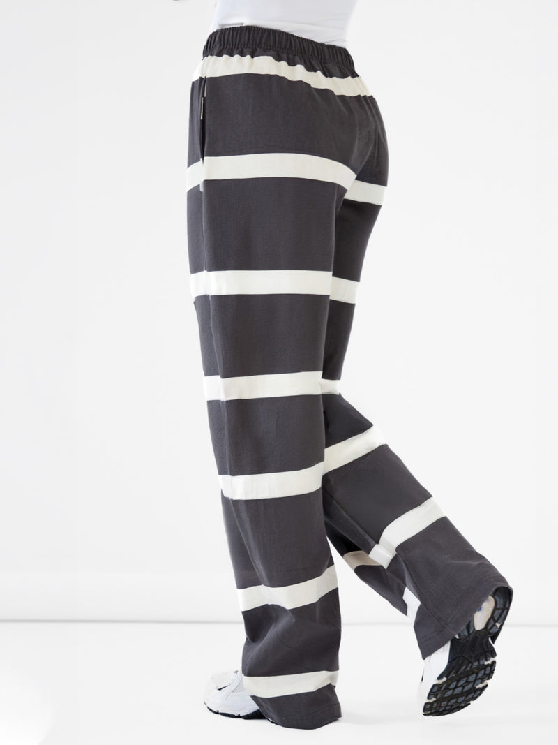 Tilly Striped Trousers - Charcoal