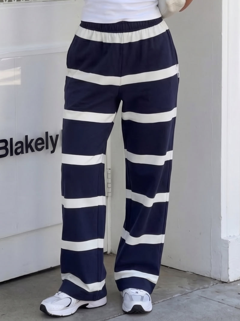 Tilly Striped Trousers - True Navy