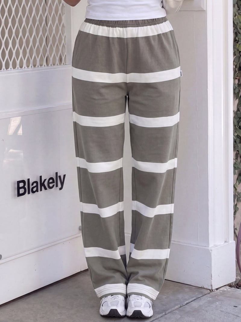 Tilly Striped Trousers - Safari Green