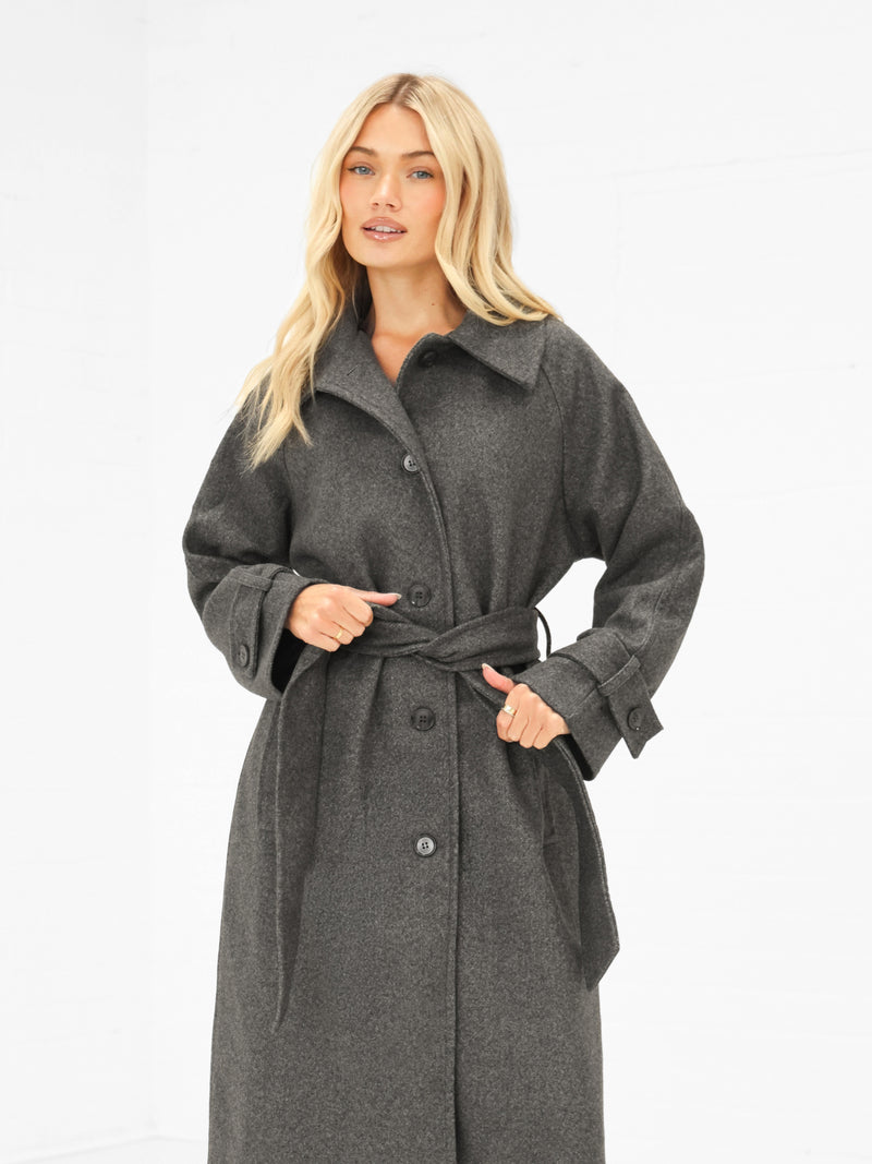Madalyn Longline Coat - Charcoal