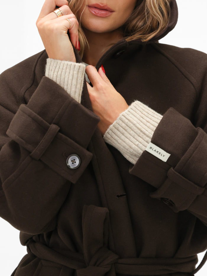 Madalyn Longline Coat - Dark Brown