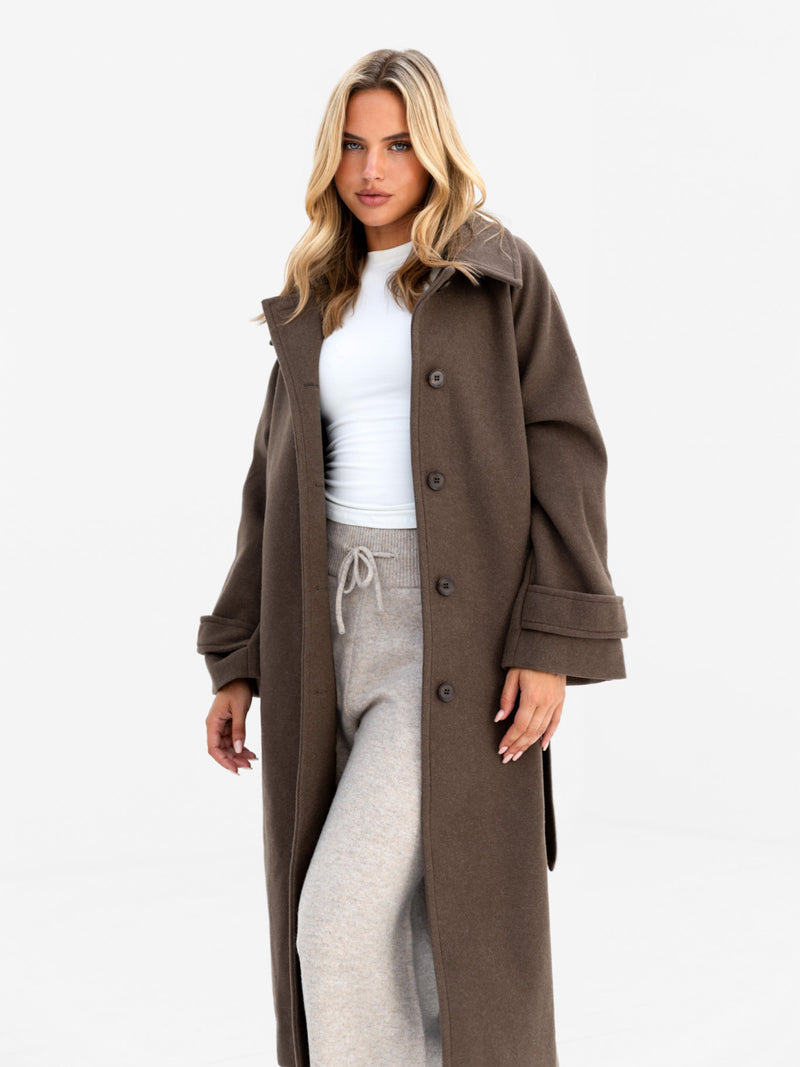 Madalyn Longline Coat - Brown
