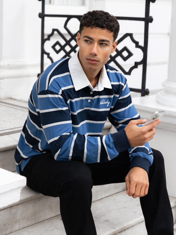 Stanley Stripe Rugby Shirt - Blue Mix