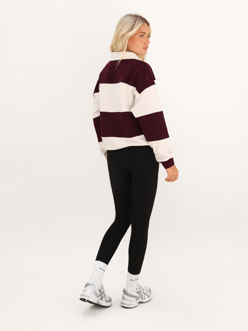 Harper Rugby Shirt - Dark Cherry & Off White
