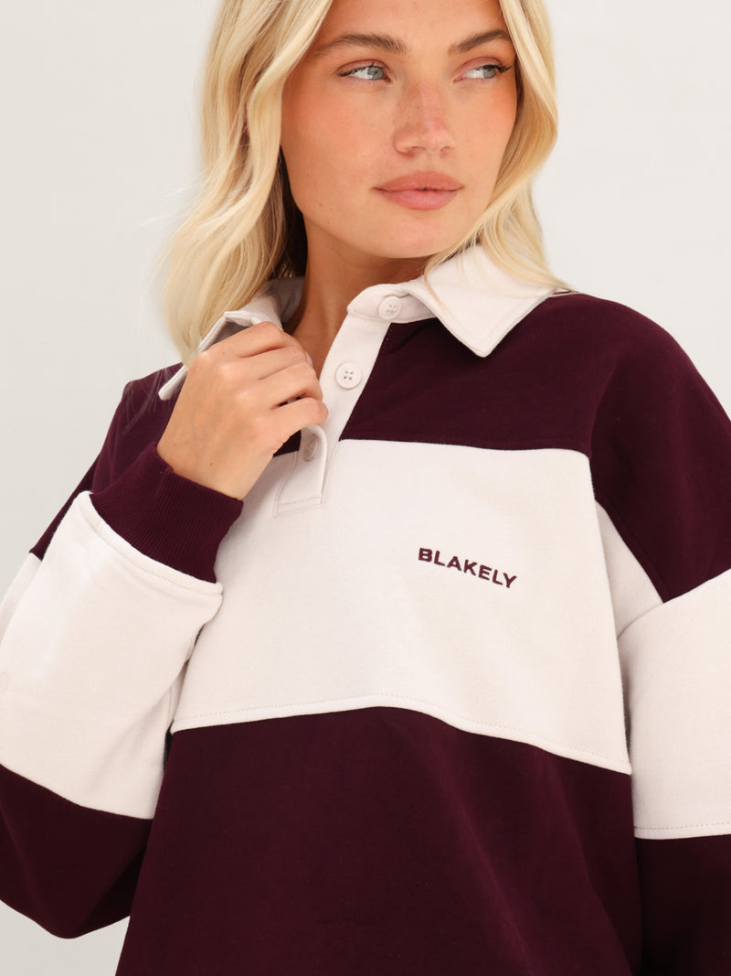 Harper Rugby Shirt - Dark Cherry & Off White