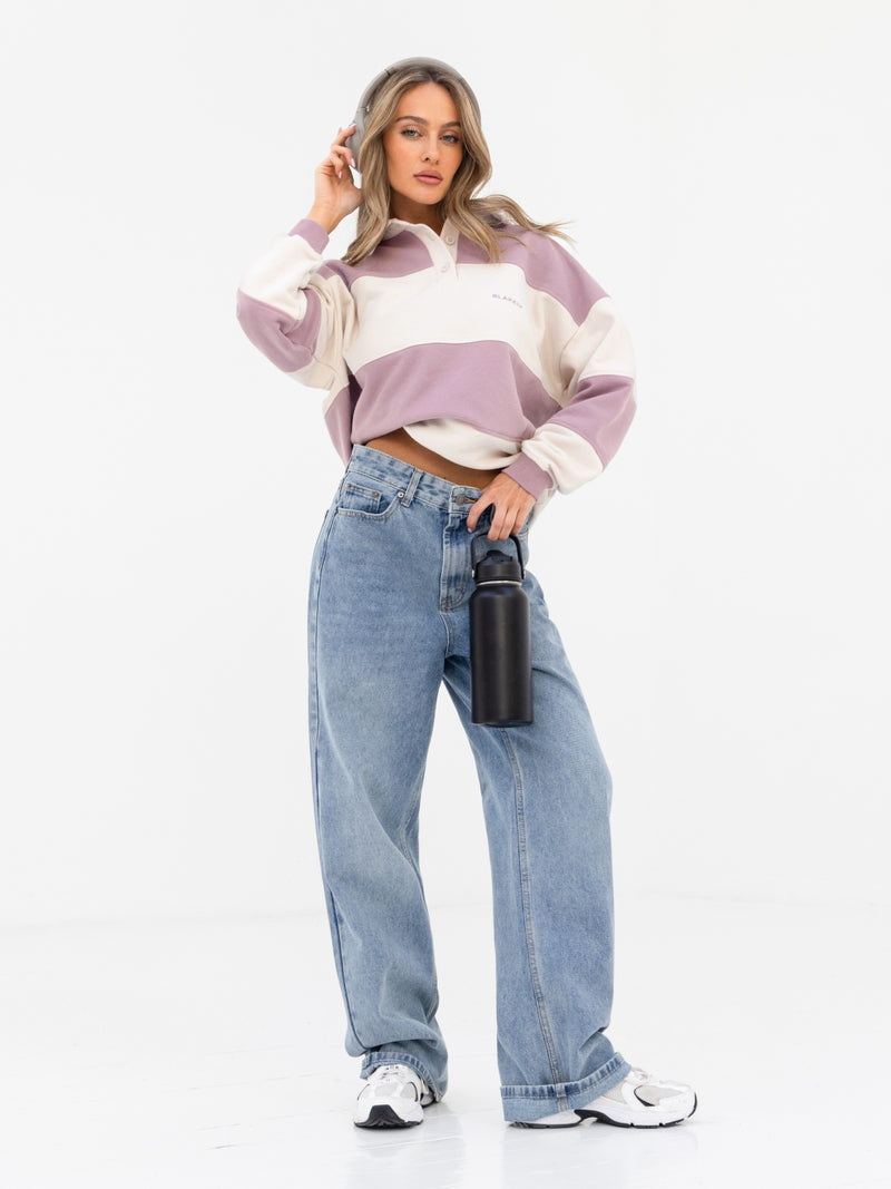 Harper Rugby Shirt - Lilac & Off White
