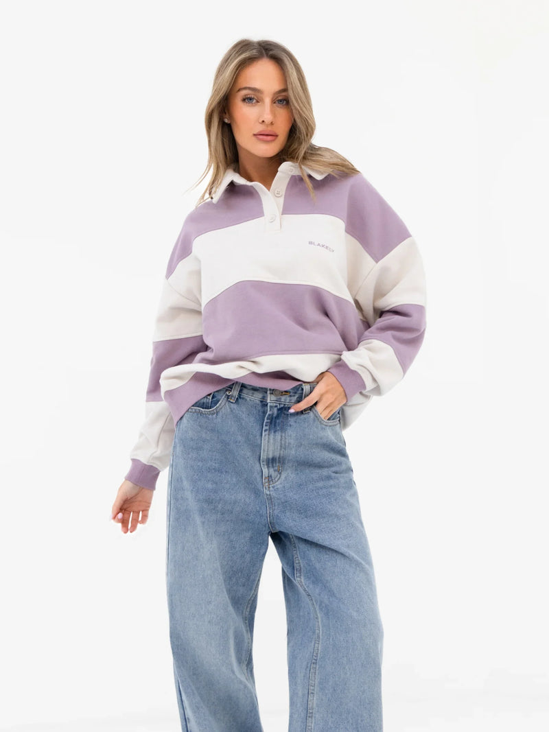 Harper Rugby Shirt - Lilac & Off White