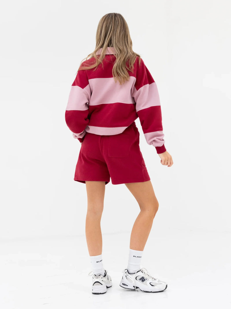 Harper Rugby Shirt - Berry Red & Pink
