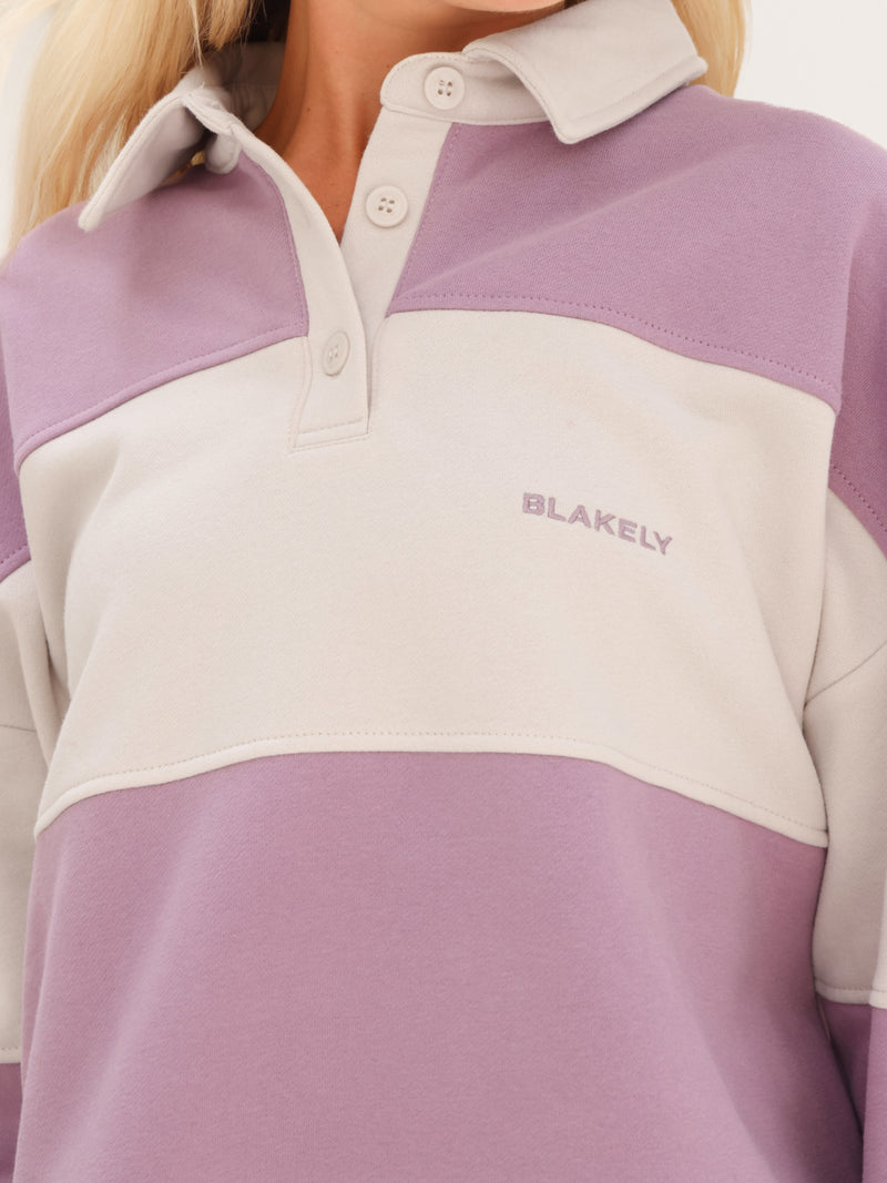 Harper Rugby Shirt - Lilac & Off White