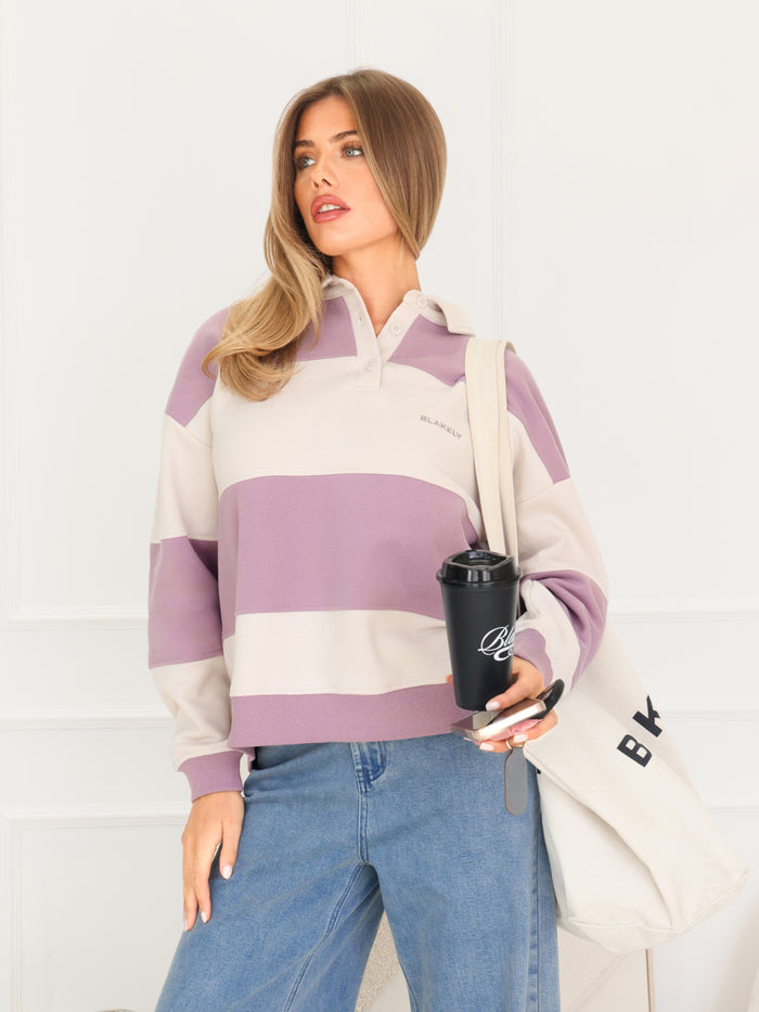 Harper Rugby Shirt - Lilac & Off White