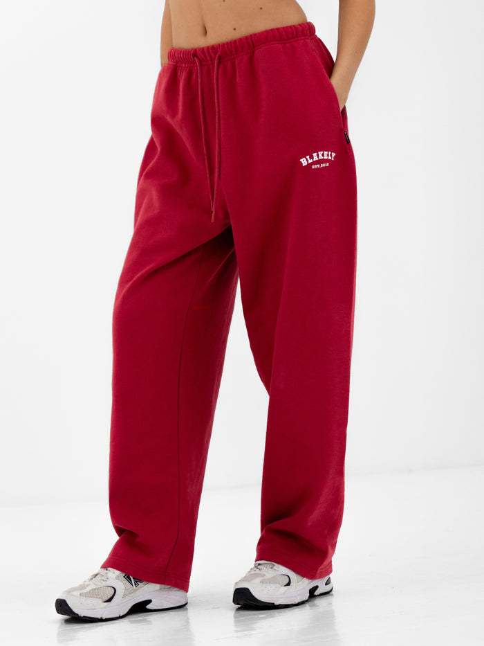 Heritage Wide Leg Sweatpants - Red