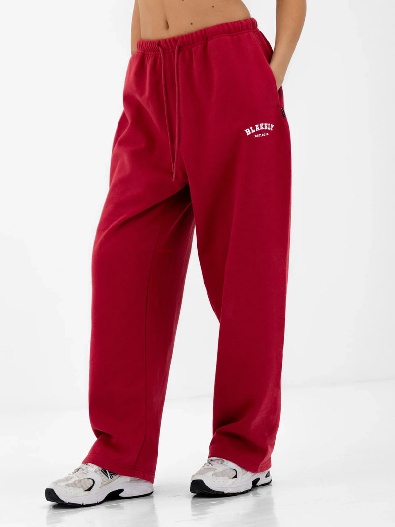 Heritage Wide Leg Sweatpants - Red