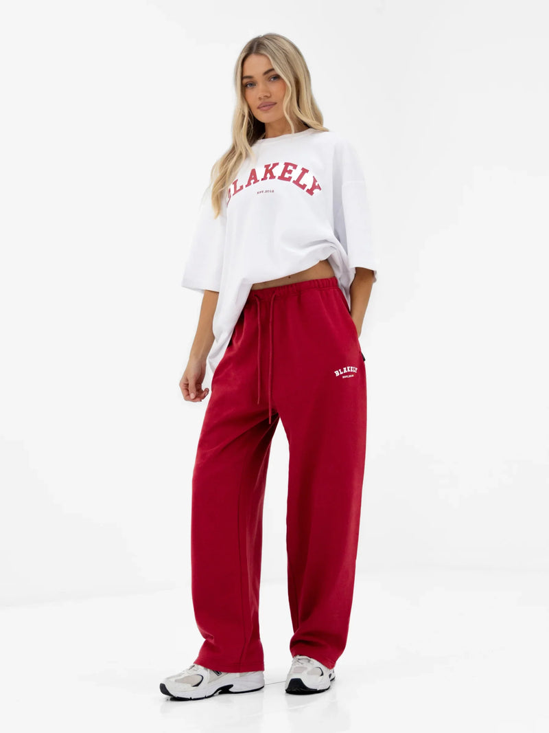 Heritage Wide Leg Sweatpants - Red