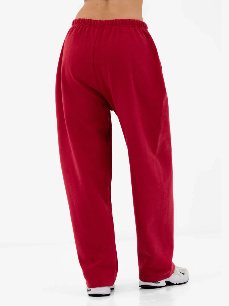 Heritage Wide Leg Sweatpants - Red