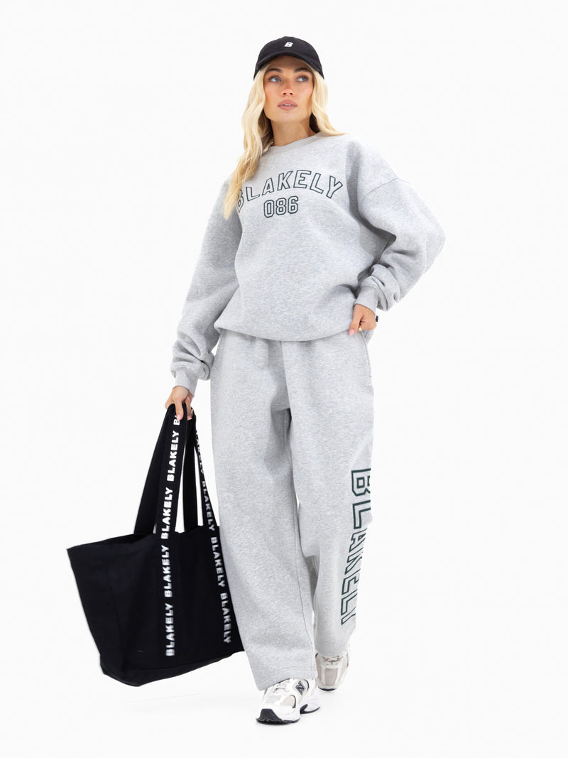 Alexis Wide Leg Sweatpants - Marl Grey