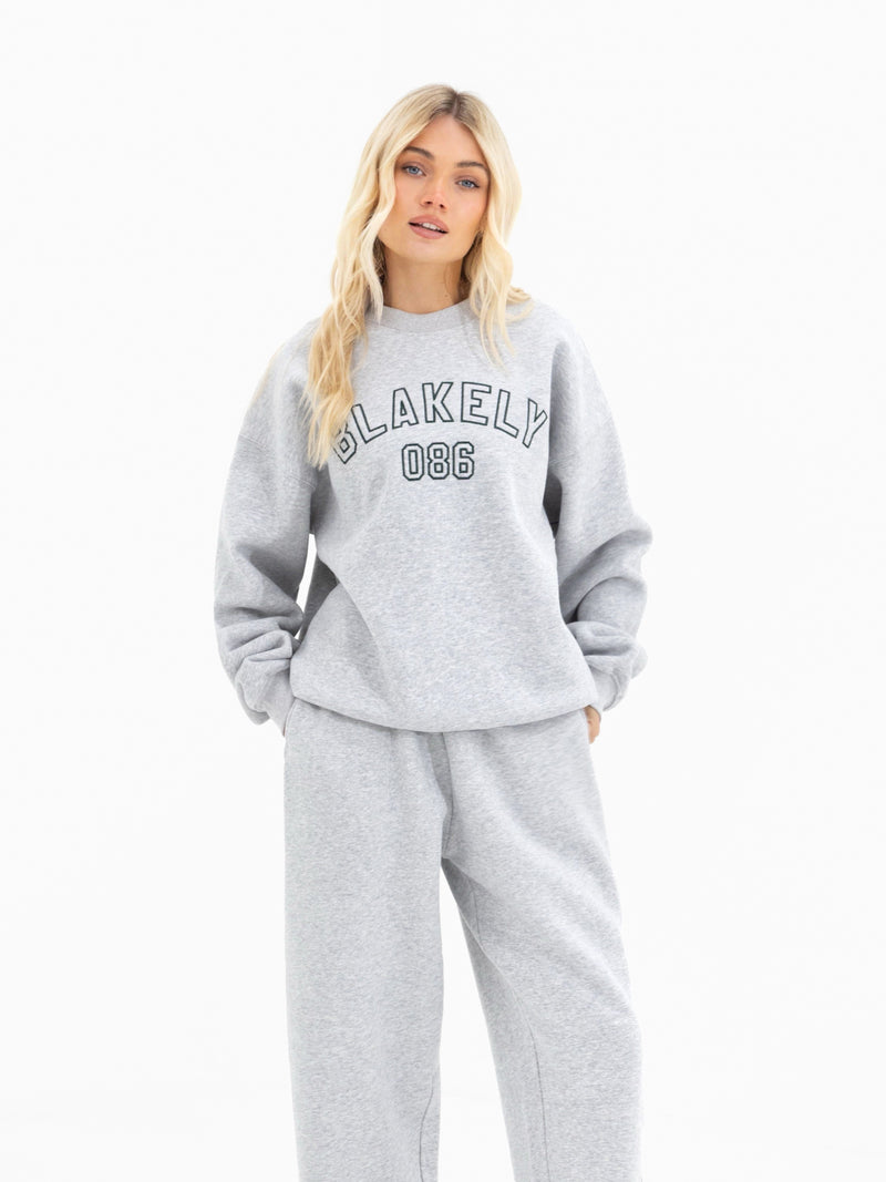 Alexis Wide Leg Sweatpants - Marl Grey