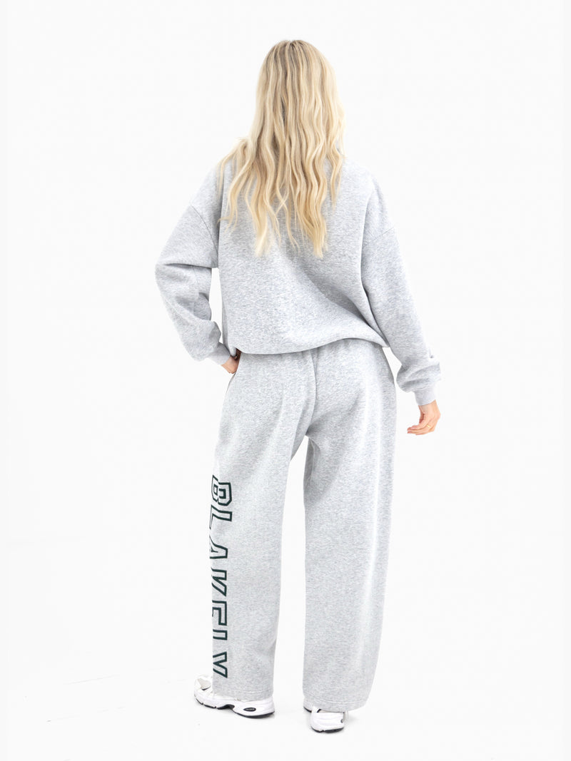 Alexis Wide Leg Sweatpants - Marl Grey