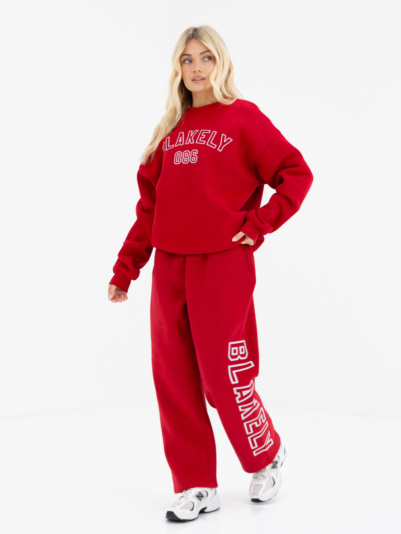 Alexis Wide Leg Sweatpants - Cherry Red