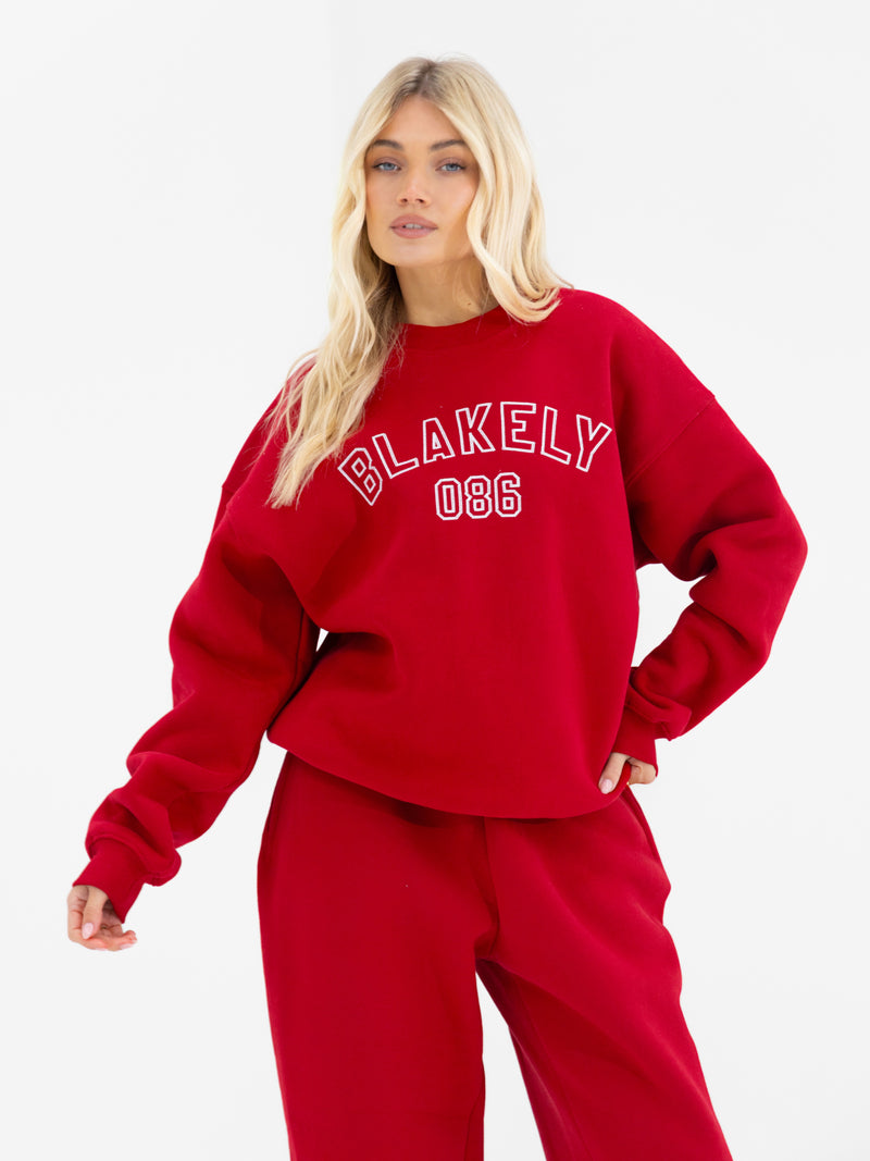 Alexis Wide Leg Sweatpants - Cherry Red