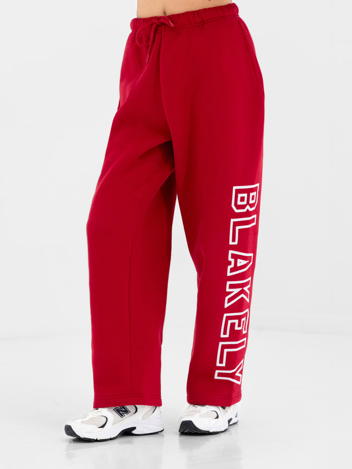 Alexis Wide Leg Sweatpants - Cherry Red