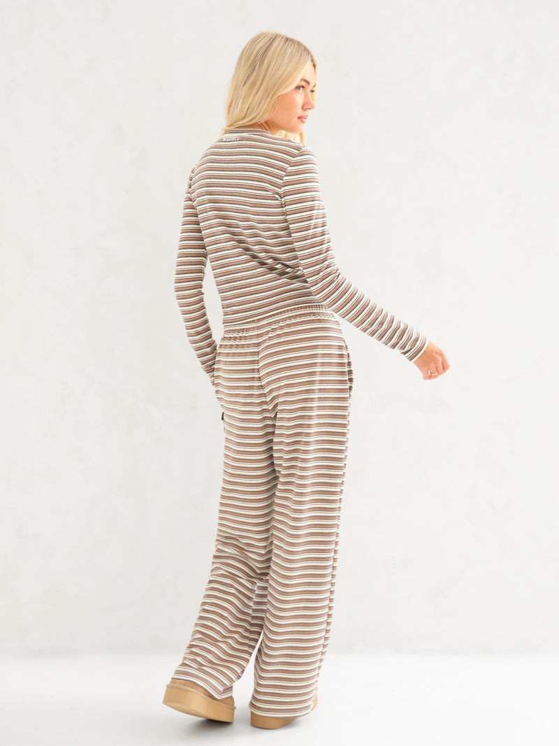 Sadie Stripe Long Sleeve Top - Tan Stripe