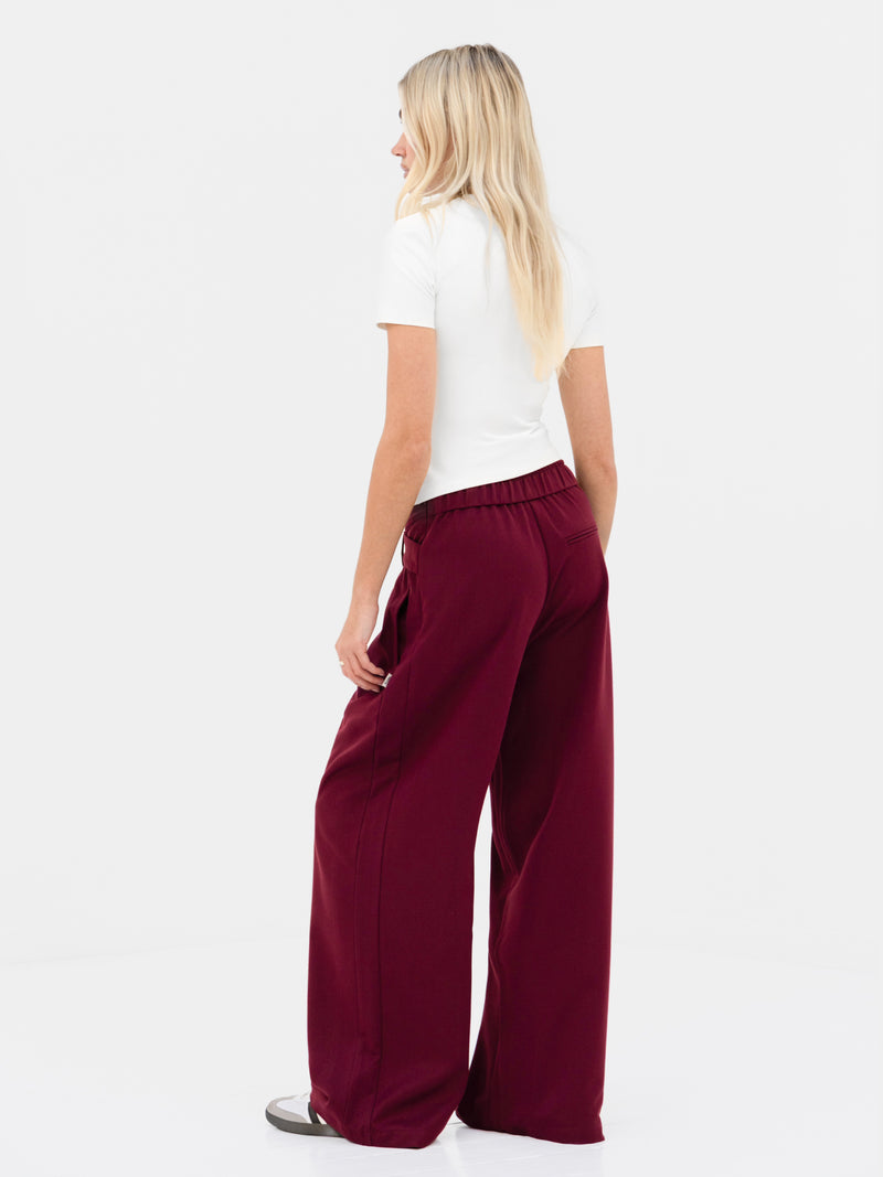 Kady Cross Over Trousers - Burgundy
