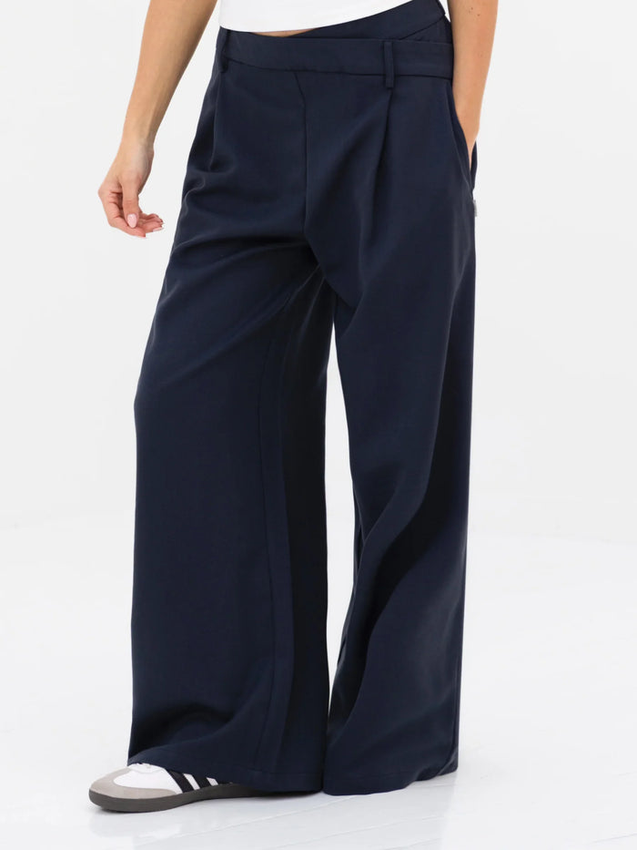 Kady Cross Over Trousers - Soft Navy