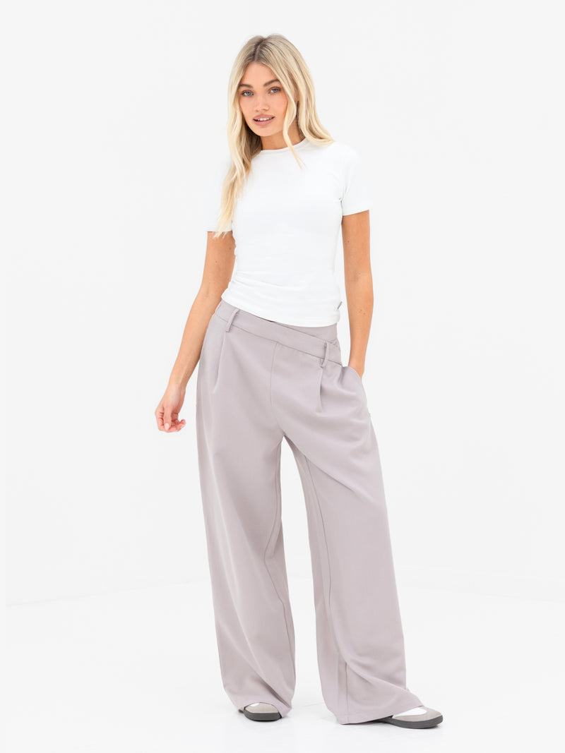 Kady Cross Over Trousers - Pebble