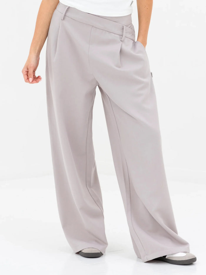 Kady Cross Over Trousers - Pebble