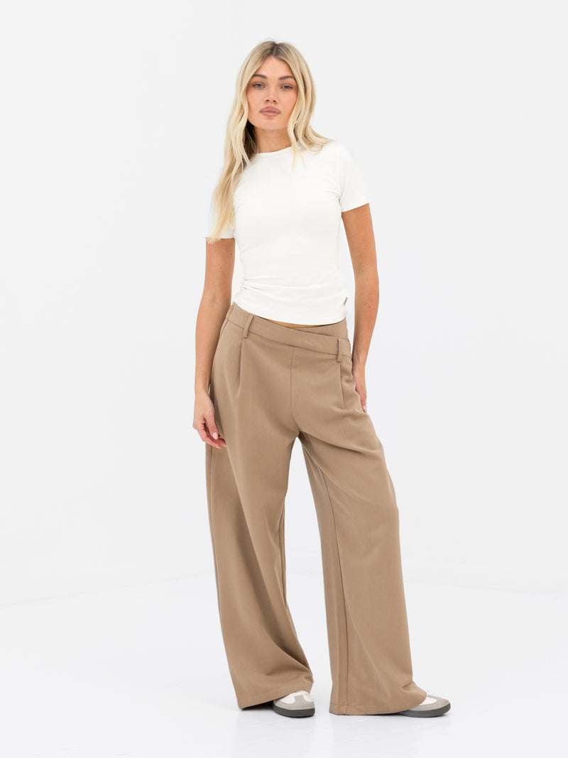 Kady Cross Over Trousers - Tan
