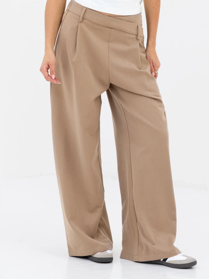 Kady Cross Over Trousers - Tan