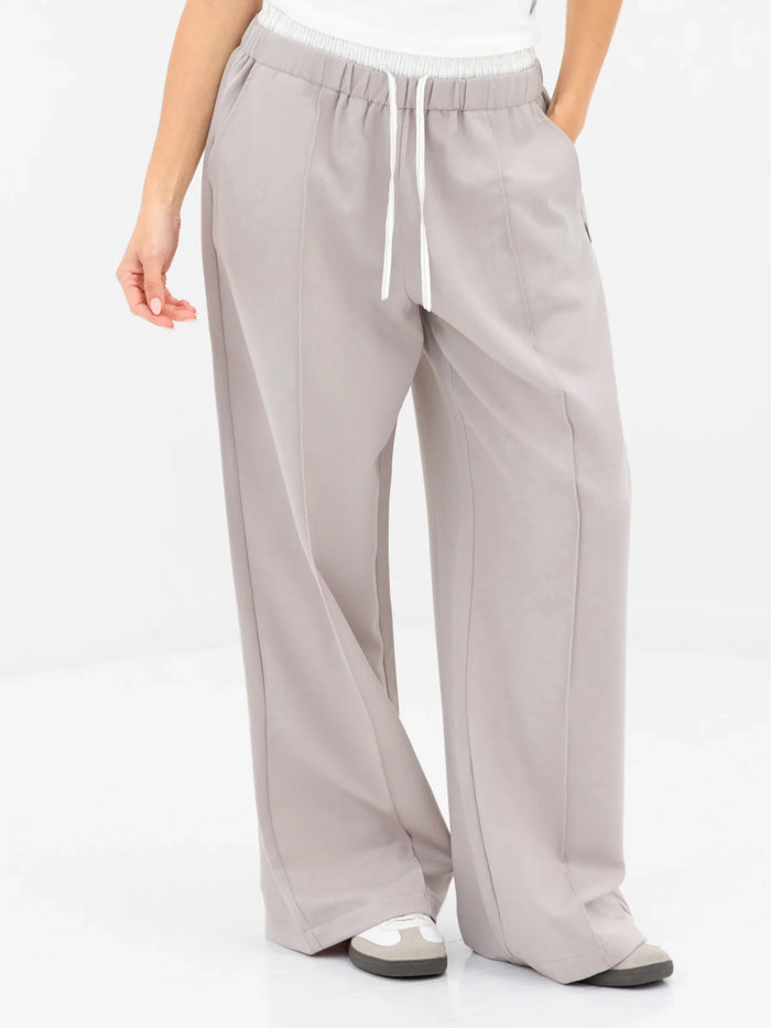 Alana Double Waist Trousers - Pebble