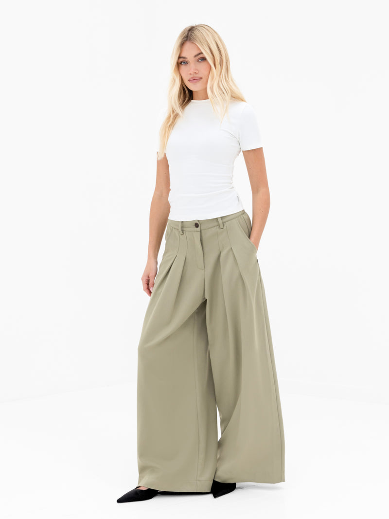 Ali Pleated Trousers - Warm Olive