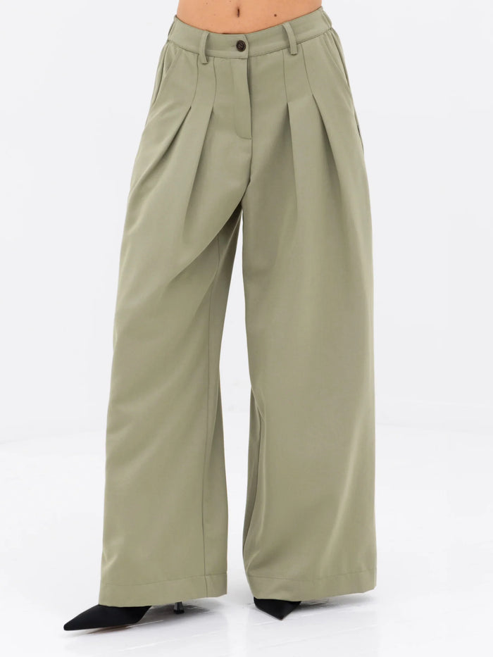 Ali Pleated Trousers - Warm Olive