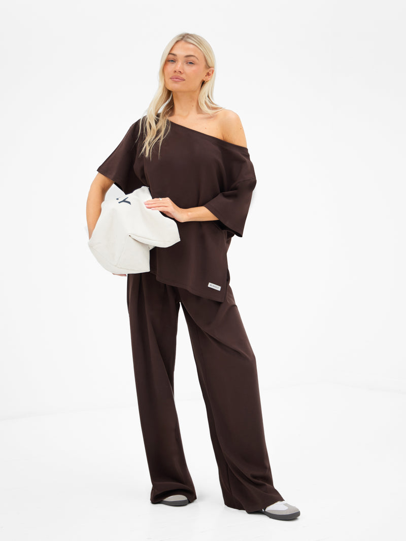 Cleo Off The Shoulder Top - Brown