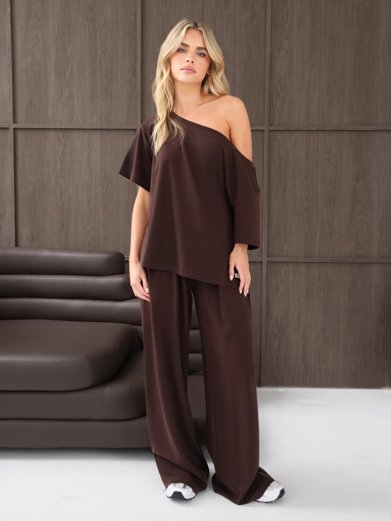Cleo Wide Leg Trousers - Brown