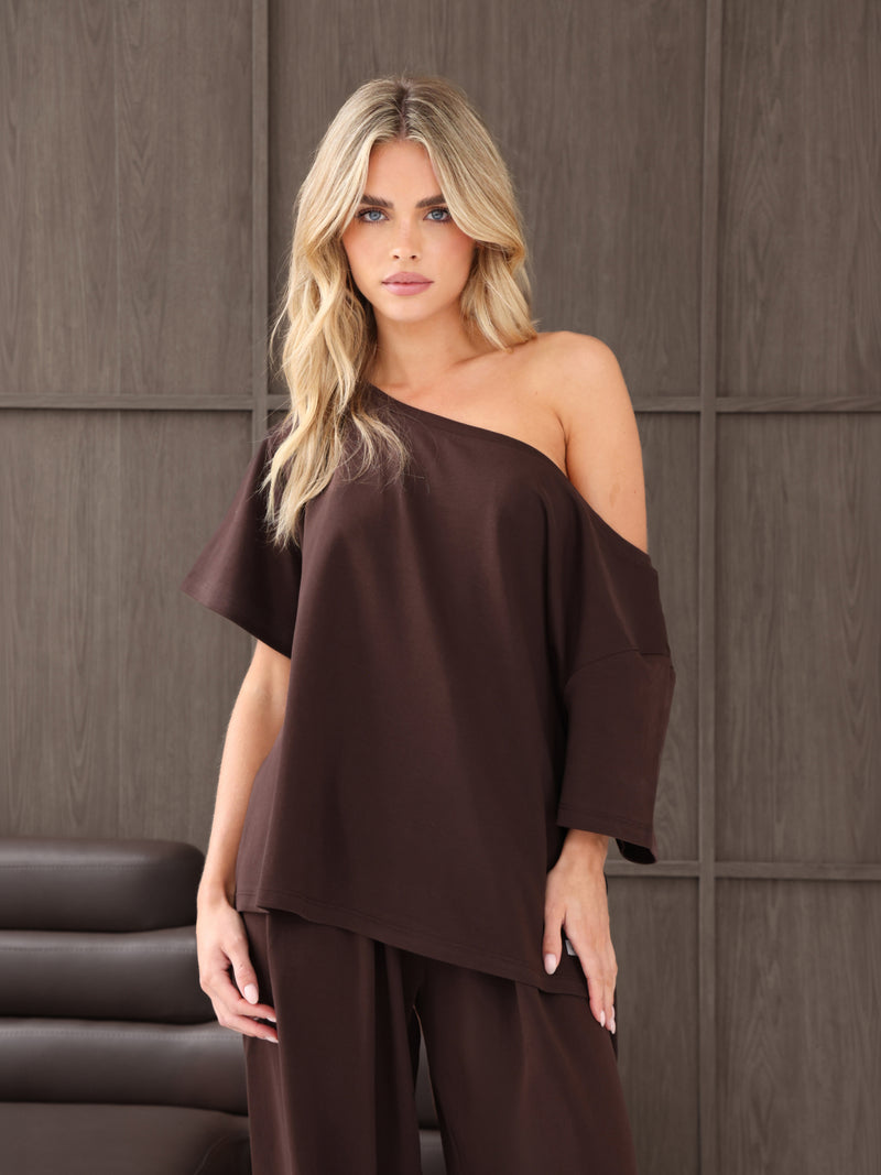 Cleo Off The Shoulder Top - Brown