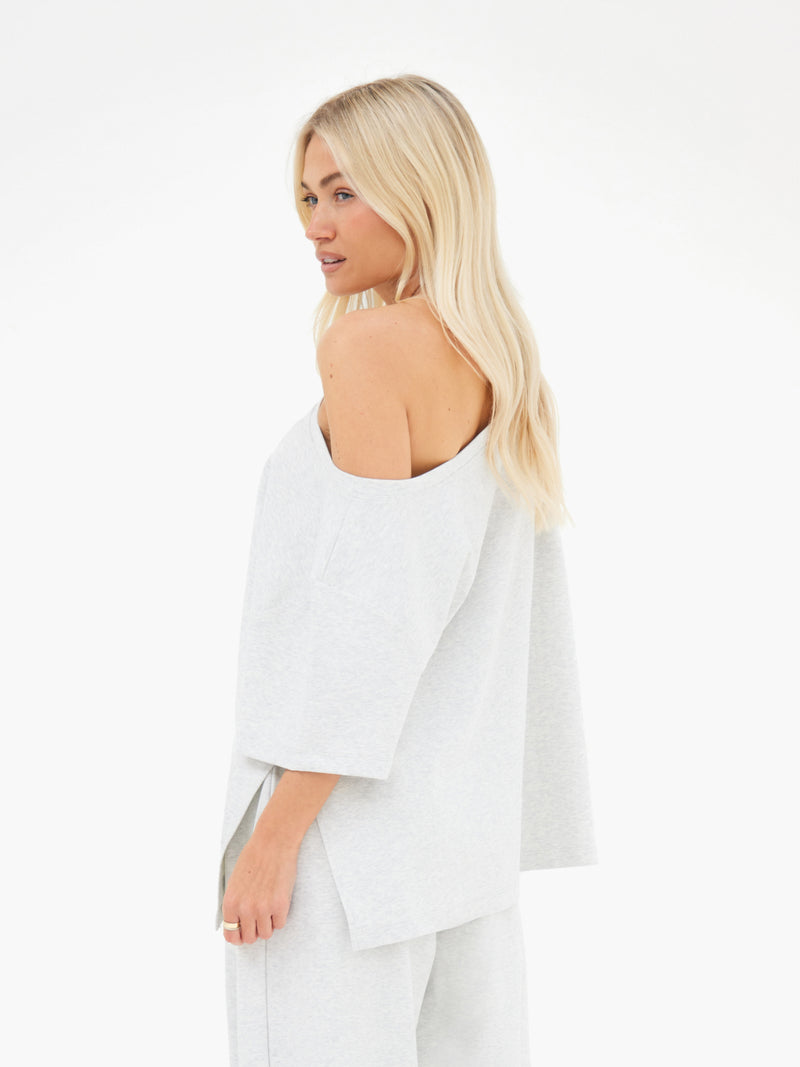 Cleo Off The Shoulder Top - Marl Grey