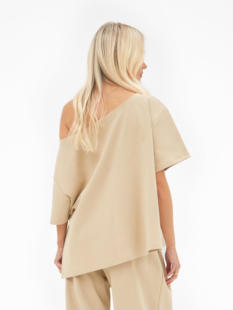 Cleo Off The Shoulder Top - Soft Tan