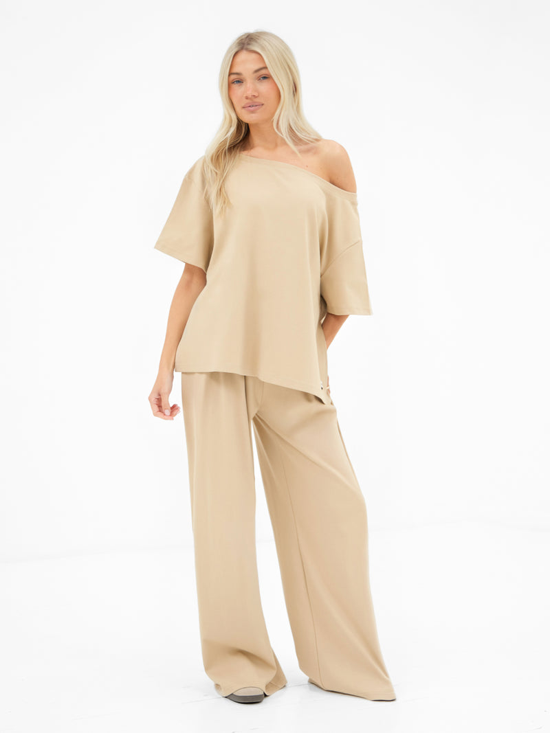 Cleo Off The Shoulder Top - Soft Tan