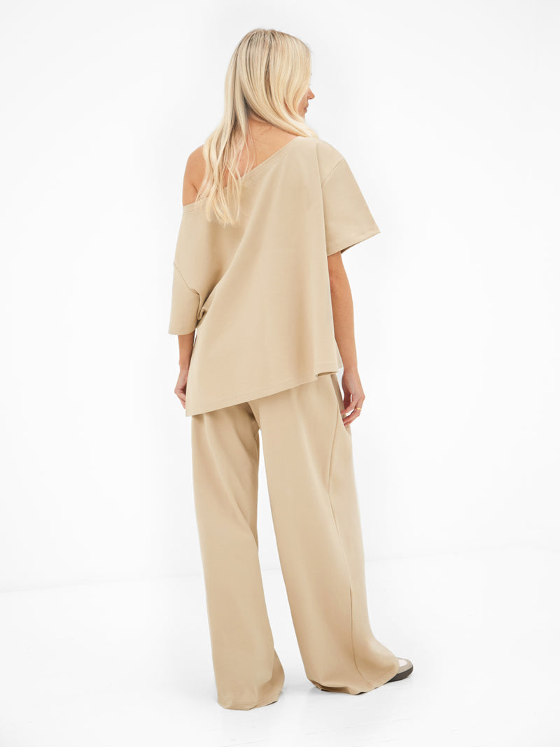 Cleo Off The Shoulder Top - Soft Tan