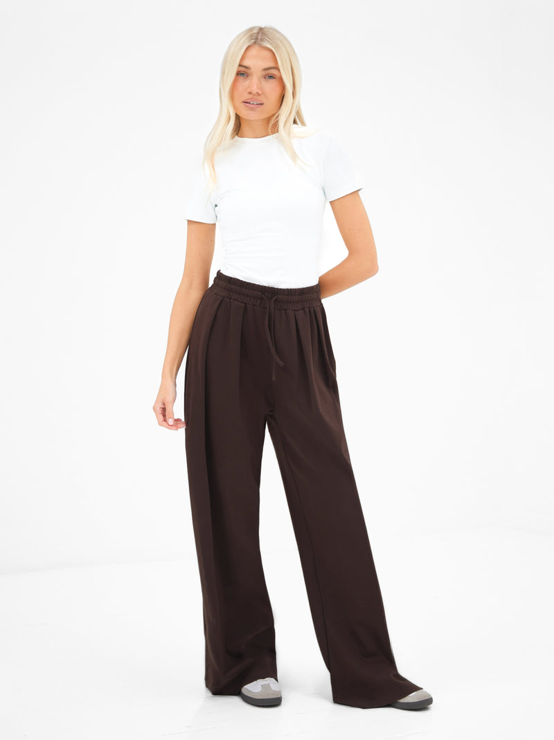 Cleo Wide Leg Trousers - Brown