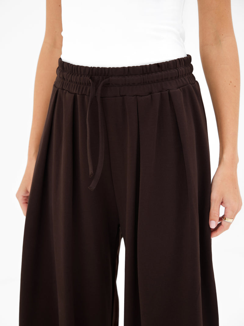 Cleo Wide Leg Trousers - Brown