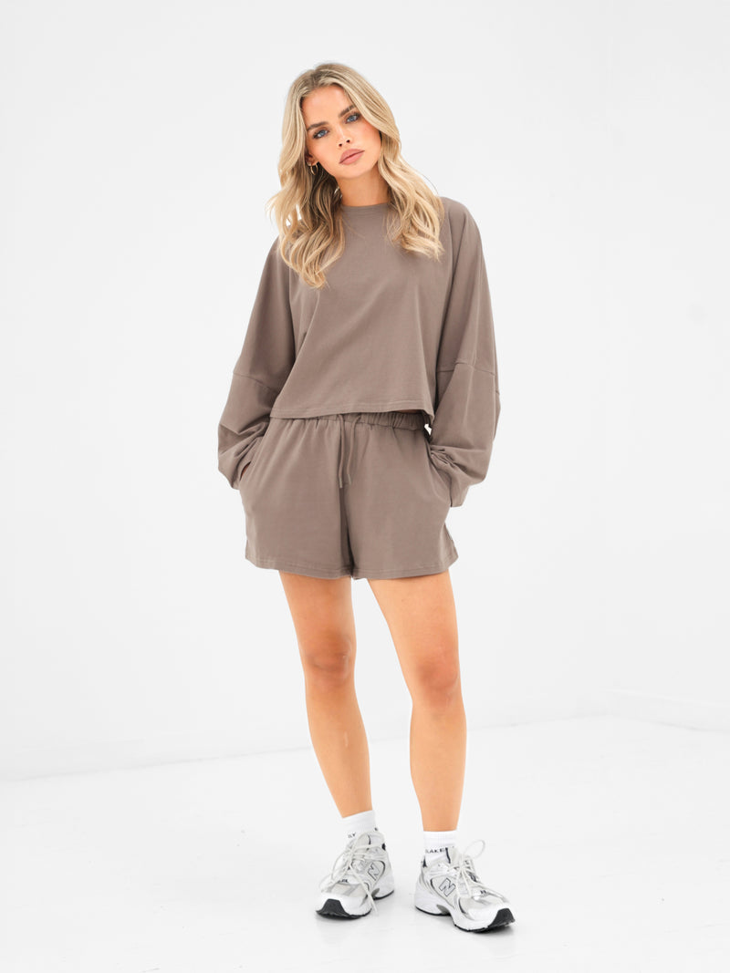 Ayla Cotton Shorts - Cool Taupe