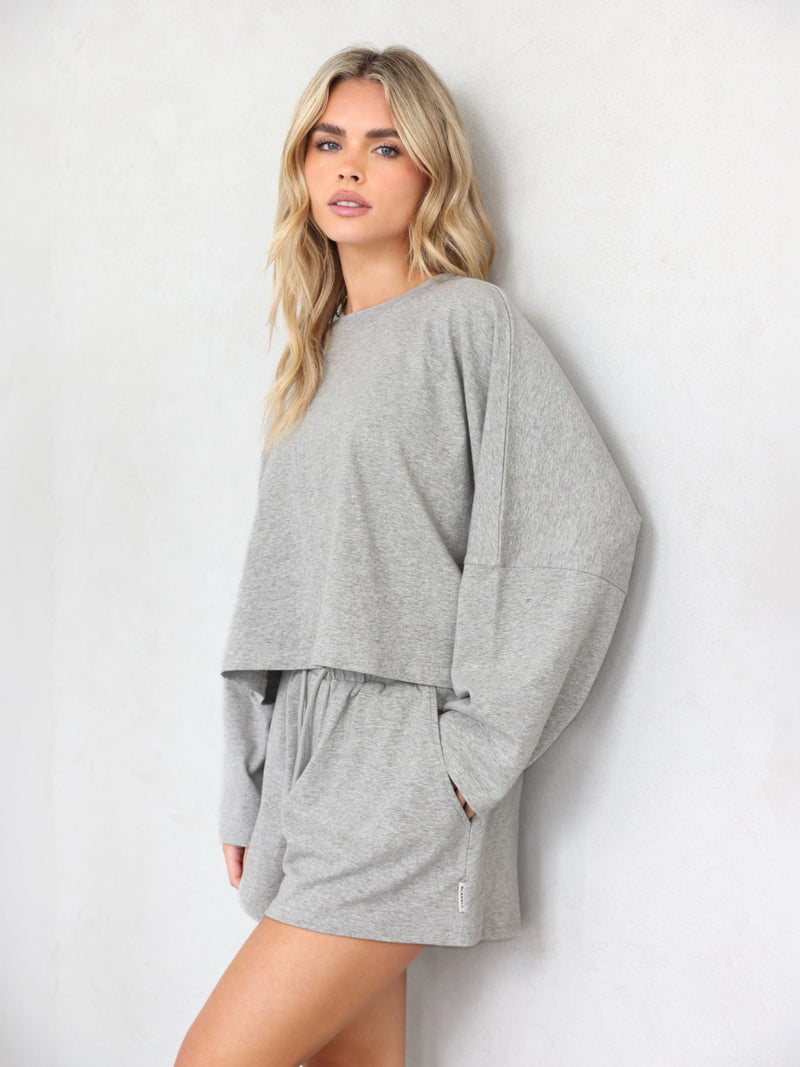 Ayla Cotton Shorts - Marl Grey