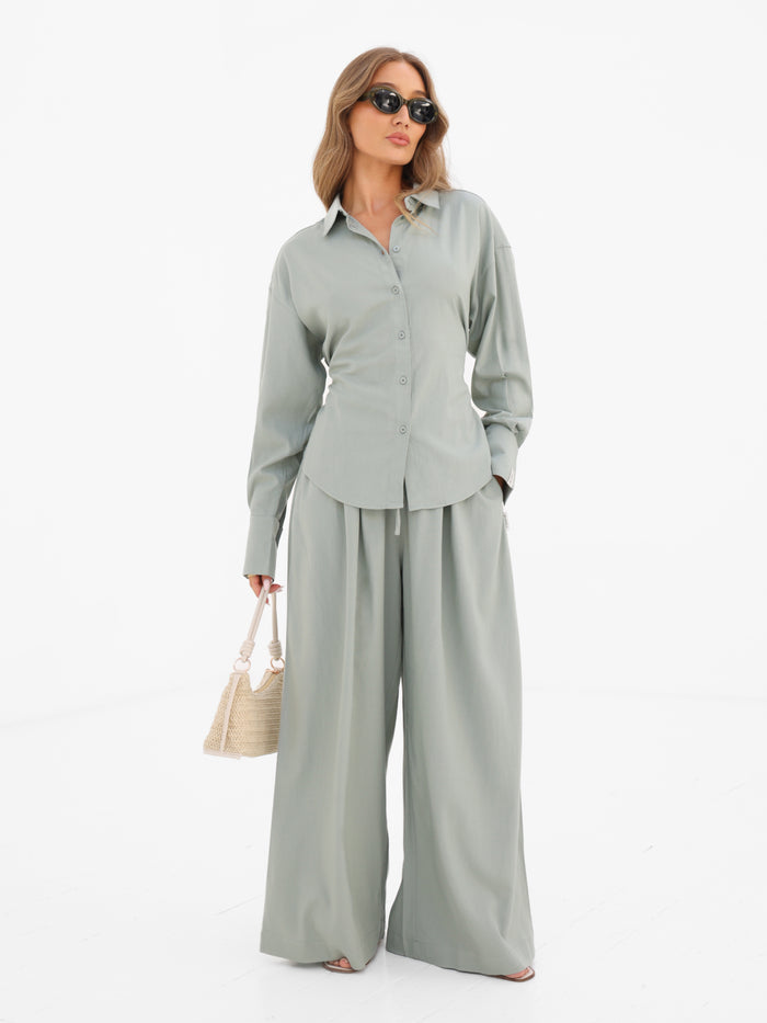 Alessia Linen Trousers - Soft Sage